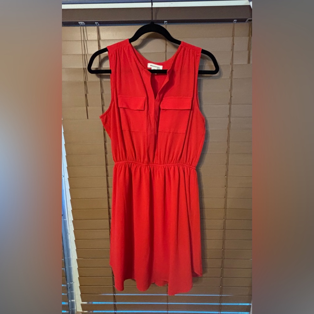 Monteau Los Angeles Women's Red Smocked Waist Mini Dress Size L